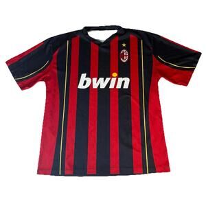 AC Milan Ronaldo R9 Futbol Soccer Jersey #99 Black Red Pinstripe Men’s Large